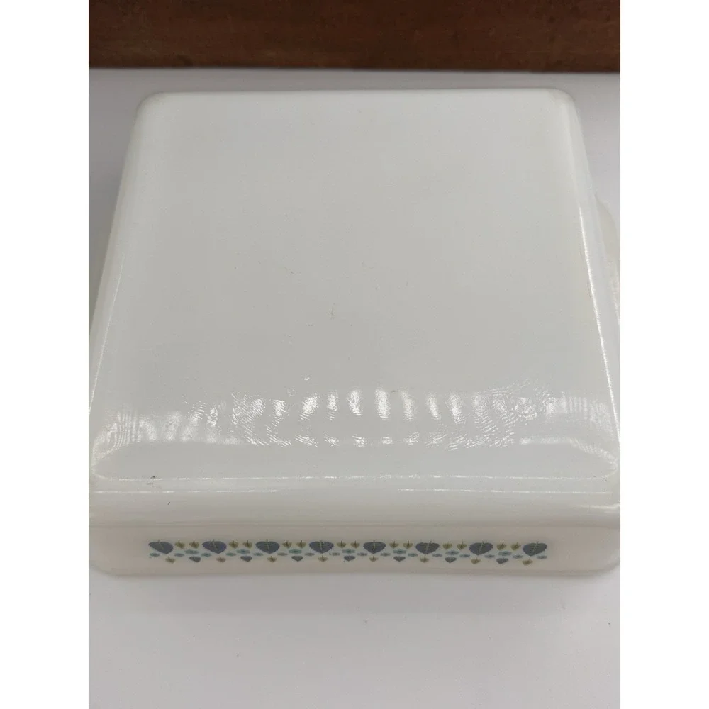 Vintage MCM Fire King Alpine Swiss Chalet 8x8 Square Milk Glass Cake Baking Dish